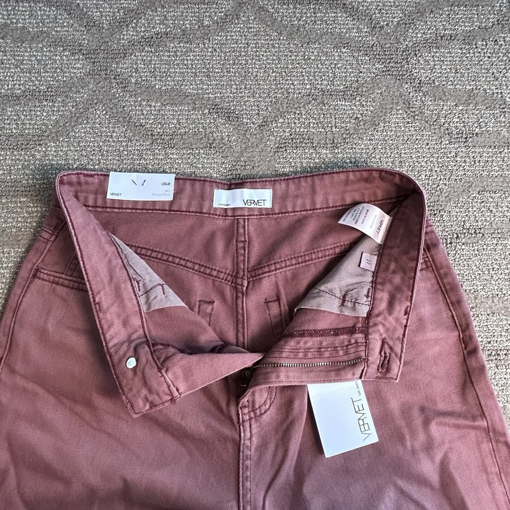 Vervet Leslie Mauve Crop jeans Raw Hem Size 27 NEW 90's VTG. Flare Distressed - Picture 8 of 15